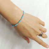 Men's Women 3mm Blue Turquoise 925 Sterling Silver Bracelet Gemstone DiyNotion Handmade BR880