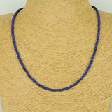 Men's Women Lapis Lazuli 925 Sterling Silver Necklace Seamless Beads & Clasp DiyNotion Handmade NK138