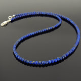 Men's Women Lapis Lazuli 925 Sterling Silver Necklace Seamless Beads & Clasp DiyNotion Handmade NK138