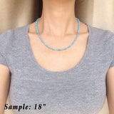 Men's Women 3mm Blue Turqouise 925 Sterling Silver Necklace Barrel Beads, Seamless Beads & Clasp DiyNotion Handmade NK139