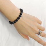 Men Women Lava Rock Bracelet 925 Sterling Silver Spacers DiyNotion Handmade BR1006