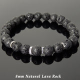 Men Women Lava Rock Bracelet 925 Sterling Silver Spacers DiyNotion Handmade BR1006