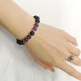 Men Women Lava Rock AAA Amethyst Bracelet 925 Sterling Silver Spacers DiyNotion Handmade BR1010