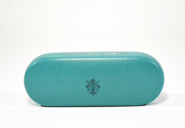 Leather Glasses Slim Case Teal Hard Eyeglasses Case Sunglass Case Italian Leather Glasses Case Gift For Him and Her Made in Italy