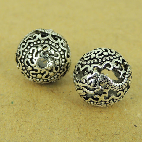 925 Sterling Silver Dragon Bead Vintage Round Bead Jewelry Making WSP450 Wholesale Retail
