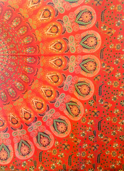 Red Mandala flat sheet/tapestry/Boho beach Roundie/Mandala Roundie/Beach Roundie Towel/Mandala Couch Throw/Beach Throw/Boho Roundie