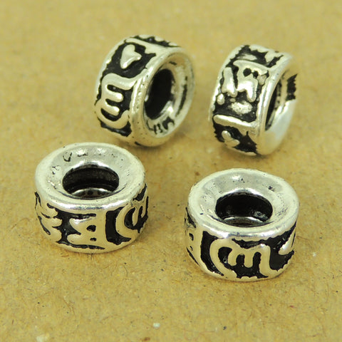 4 PCS 925 Stamp Sterling Silver OM Buddhism Spacers Vintage Jewelry Making Wholesale Retail WSP459X4