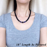 Men's Women Matte Black Onyx Lapis Lazuli Necklace 925 Sterling Silver Spacers Clasp DiyNotion Handmade NK166