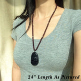 Men's Women Garnet Handmade Obsidian Buddha Pendant Necklace with 925 Sterling Silver Spacers Beads DiyNotion NK168