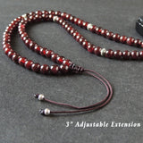 Men's Women Garnet Handmade Obsidian Buddha Pendant Necklace with 925 Sterling Silver Spacers Beads DiyNotion NK168