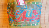 Yellow hand embroidered Elephant purse