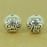 2 PCS 925 Stamp Sterling Silver Beads OM Buddhism Vintage Jewelry Making Wholesale Retail WSP469X2