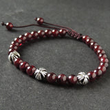Men's Women Garnet Adjustable Braided Bracelet Tibetan Silver Cross Beads DiyNotion T287