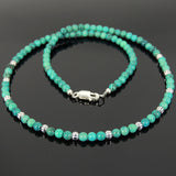 Men's Women 4mm Blue Turqouise 925 Sterling Silver Necklace Beads & Clasp DiyNotion Handmade NK140