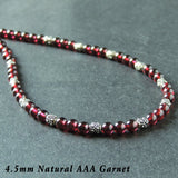 Handmade Men's Women AAA Garnet 925 Sterling Silver Necklace Gemstone with Beads and Clasp DiyNoion NK141