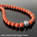 Men's Women Red Jasper Stone 925 Sterling Silver Necklace Beads & Clasp DiyNotion Handmade NK142