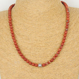 Men's Women Red Jasper Stone 925 Sterling Silver Necklace Beads & Clasp DiyNotion Handmade NK142