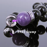 Men's Women Black Obsidian Amethyst Sterling Silver Bracelet Celtic Spacers DiyNotion Handmade BR310