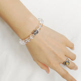 Men's Women White Crystal 925 Sterling Silver Bracelet Buddha Head Bead DiyNotion Handmade BR886