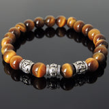 Men's Women Brown Tiger Eye Tibetan Silver Bracelet OM Beads DiyNotion Handmade T298