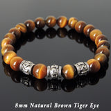 Men's Women Brown Tiger Eye Tibetan Silver Bracelet OM Beads DiyNotion Handmade T298