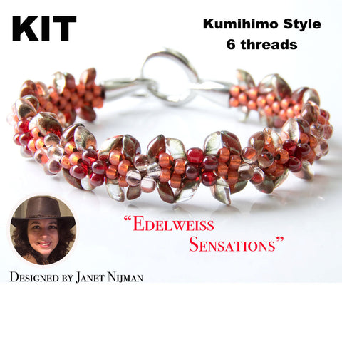 Kumihimo kit incl pattern tutorial 6 threads  Edelweiss Sensations bracelet Kumihimo Style