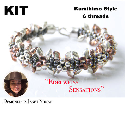 Kumihimo kit incl pattern tutorial 6 threads  Edelweiss Sensations bracelet Kumihimo Style