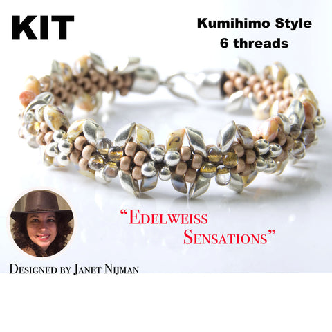 Kumihimo kit incl pattern tutorial 6 threads  Edelweiss Sensations bracelet Kumihimo Style
