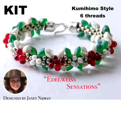 Kumihimo kit incl pattern tutorial 6 threads  Edelweiss Sensations bracelet Kumihimo Style