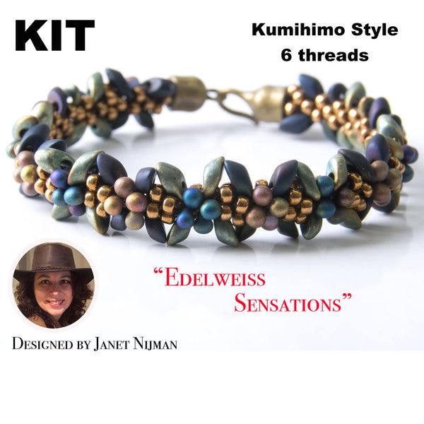 Kumihimo kit incl pattern tutorial 6 threads  Edelweiss Sensations bracelet Kumihimo Style