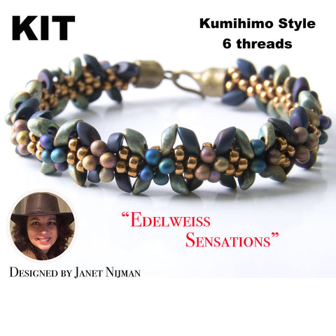 Kumihimo kit incl pattern tutorial 6 threads  Edelweiss Sensations bracelet Kumihimo Style