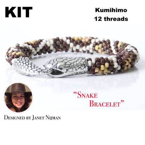 Kumihimo pattern tutorial KIT bracelet 12 Strand Snake bracelet, claps included
