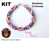 Kumihimo KIT pattern tutorial 12 Strand USA Flag bracelet