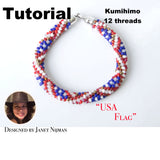 Kumihimo pattern tutorial 12 Strand USA Flag