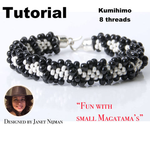 Kumihimo pattern tutorial flat pattern Fun with 4 mm Magatama's