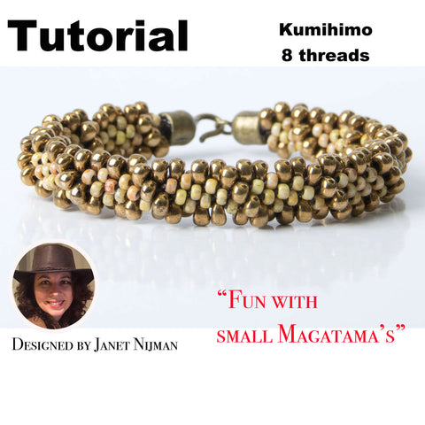 Kumihimo pattern tutorial flat pattern Fun with 4 mm Magatama's
