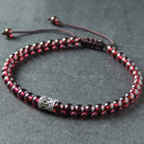 Men's Women AAA Garnet Adjustable Braided Bracelet 925 Sterling Silver Bead DiyNotion Handmade BR889