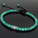 Men's Women Enhanced Turquoise Adjustable Braided Bracelet 925 Sterling Silver Bead DiyNotion BR890