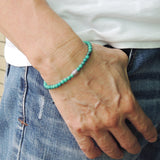 Men's Women Enhanced Turquoise Adjustable Braided Bracelet 925 Sterling Silver Bead DiyNotion BR890