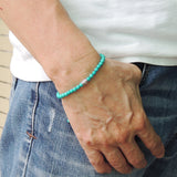 Men's Women Enhanced Turquoise Adjustable Braided Bracelet 925 Sterling Silver Bead DiyNotion BR891