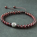 Men's Women Garnet Adjustable Braided Bracelet Tibetan Silver Round Bead DiyNotion T291