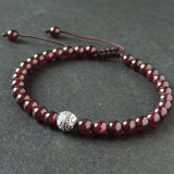 Men's Women Garnet Adjustable Braided Bracelet Tibetan Silver Round Bead DiyNotion T292