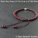 Men's Women Garnet Adjustable Braided Bracelet Tibetan Silver Lotus Bead DiyNotion T293