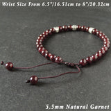 Men's Women Garnet Adjustable Braided Bracelet Tibetan Silver OM Buddhism Spacers DiyNotion T294