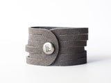 Leather Bracelet/Original Sliced Cuff/Gray Suede