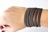 Leather Bracelet/Original Sliced Cuff/Gray Suede