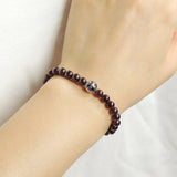 Men's Women Garnet Adjustable Braided Bracelet 925 Sterling Silver Cross Bead DiyNotion BR1014