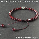 Men's Women Garnet Adjustable Braided Bracelet 925 Sterling Silver Cross Bead DiyNotion BR1014