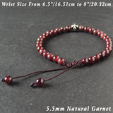 Men's Women Garnet Adjustable Braided Bracelet 925 Sterling Silver Cross Bead DiyNotion BR1015