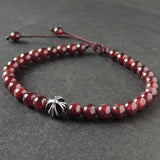 Men's Women Garnet Adjustable Braided Bracelet 925 Sterling Silver Cross Bead DiyNotion BR1015
